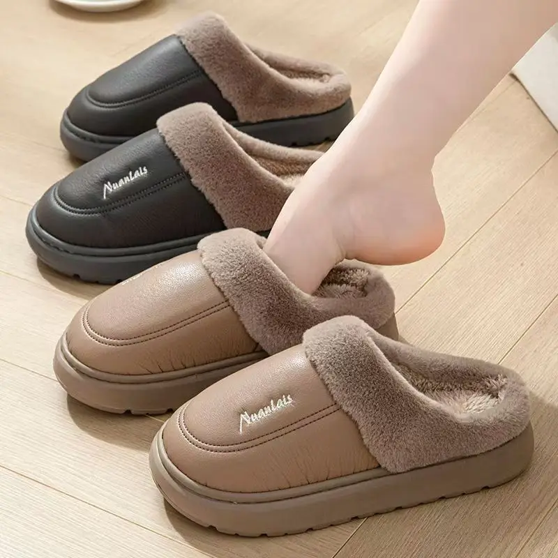 Winter Autumn Home Cotton Slippers With Waterproof Anti-slip Properties Filled With Fleece Providing Warmth Comfort Relaxation