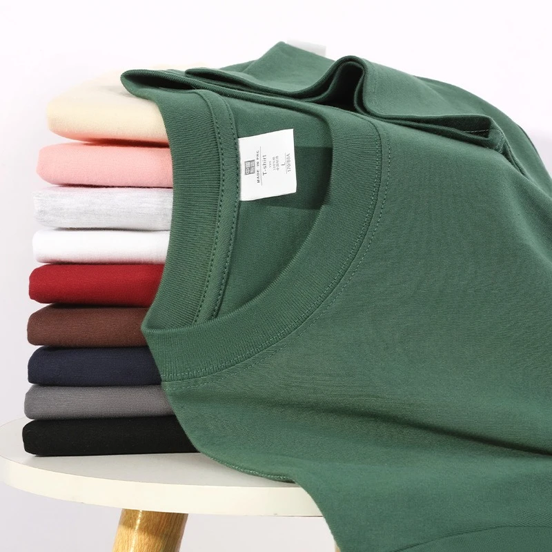 Short Sleeve T-Shirt Men's and Women's 200g Thickened Breathable Crew Neck Business Casual Top Couples Same Clothes