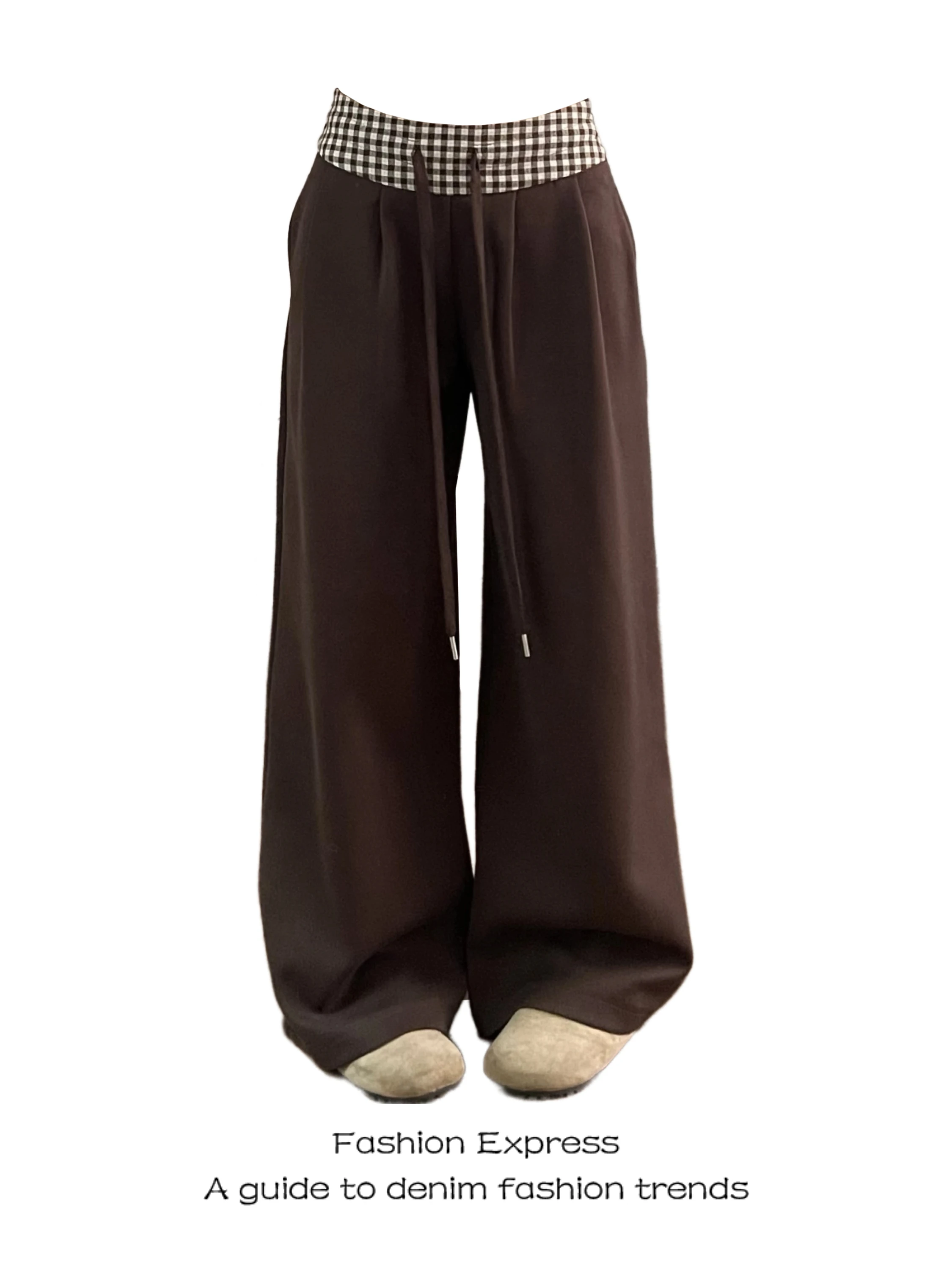 

Brown Wide Leg Pants Women's High Waist Pleated Straight Cut Trousers Spring Autumn New Sle Retro Casual Color Blo Design