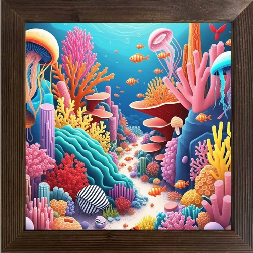Seascape Coral Oil Paintings Used for Decoration in Various Scenarios Such As Homes, Classrooms, and Festivals