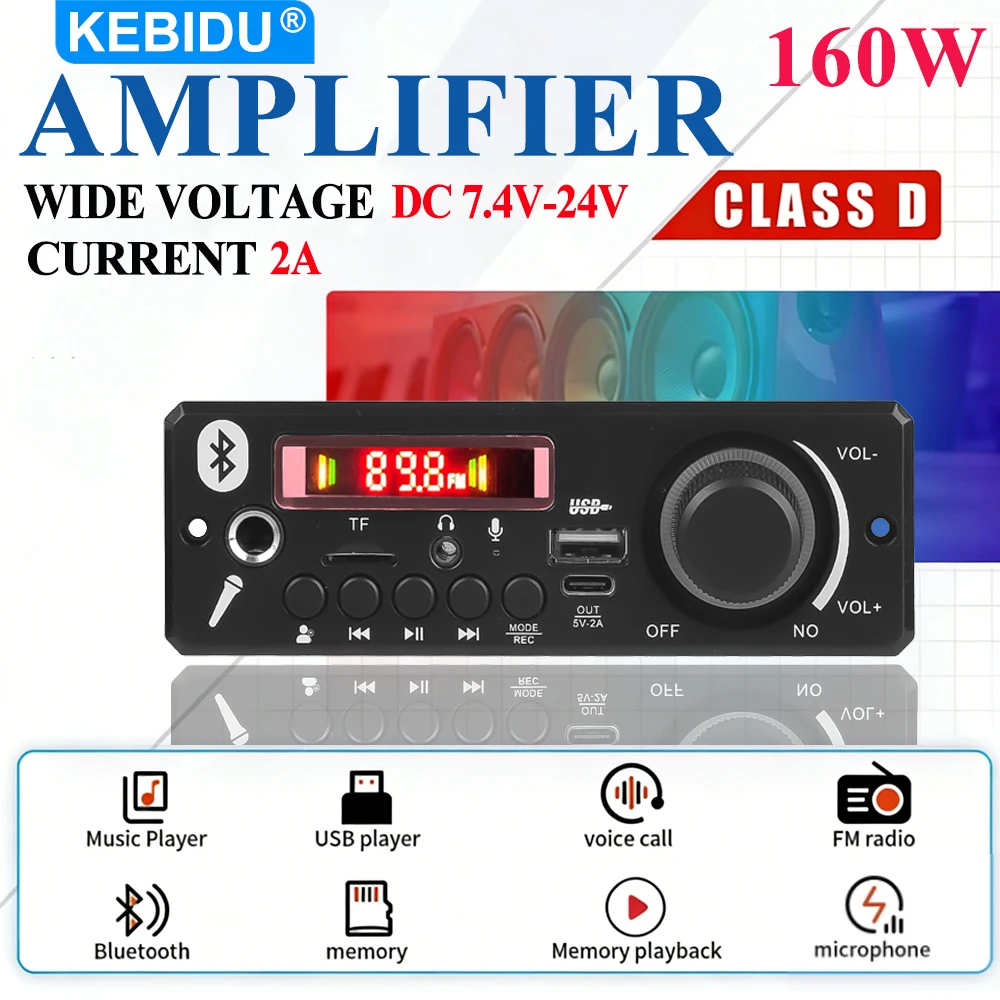 KEBIDU 160W Amplifier Bluetooth Audio Player Module MP3 WAV 