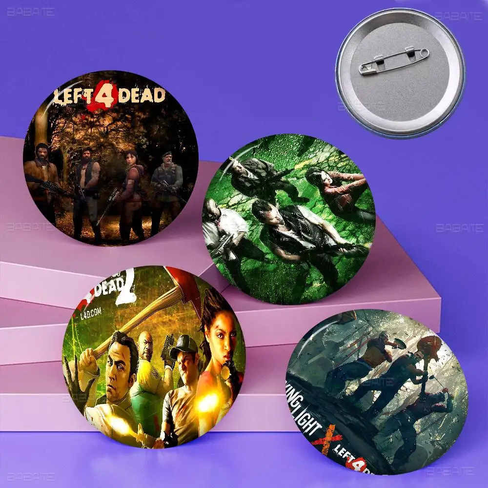 Hot Action Game Left 4 Dead 32/44/58mm Handmade Pin Round Snap-in Brooches for Backpack Cothes Accessories Badge Hat Decoration