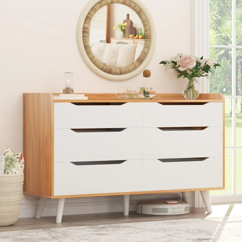 6 Drawer Double Dresser for Bedroom, 48