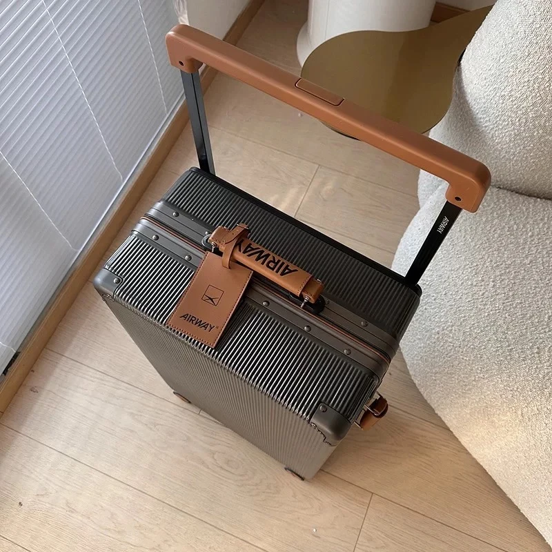 

Новый женский высококачественный чемодан на колесиках с алюминиевой рамой, мужской чемодан 20, 24, 26, 28 дюймов, большая вместимость, широкая тяга, дорожная коробка