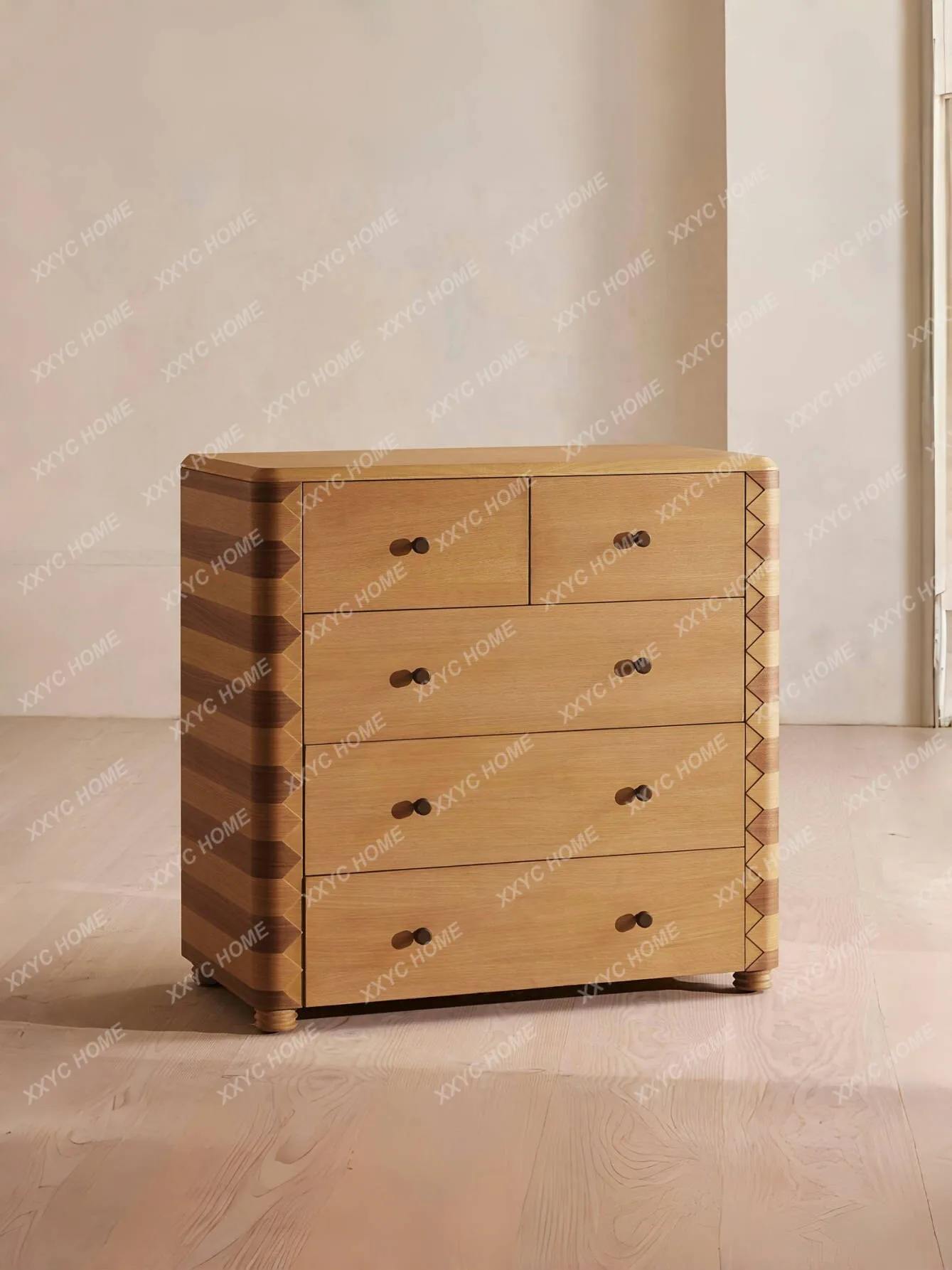 Solid wood dining side cabinet French retro small apartment living room household storage cabinet locker porch cabinet bucket