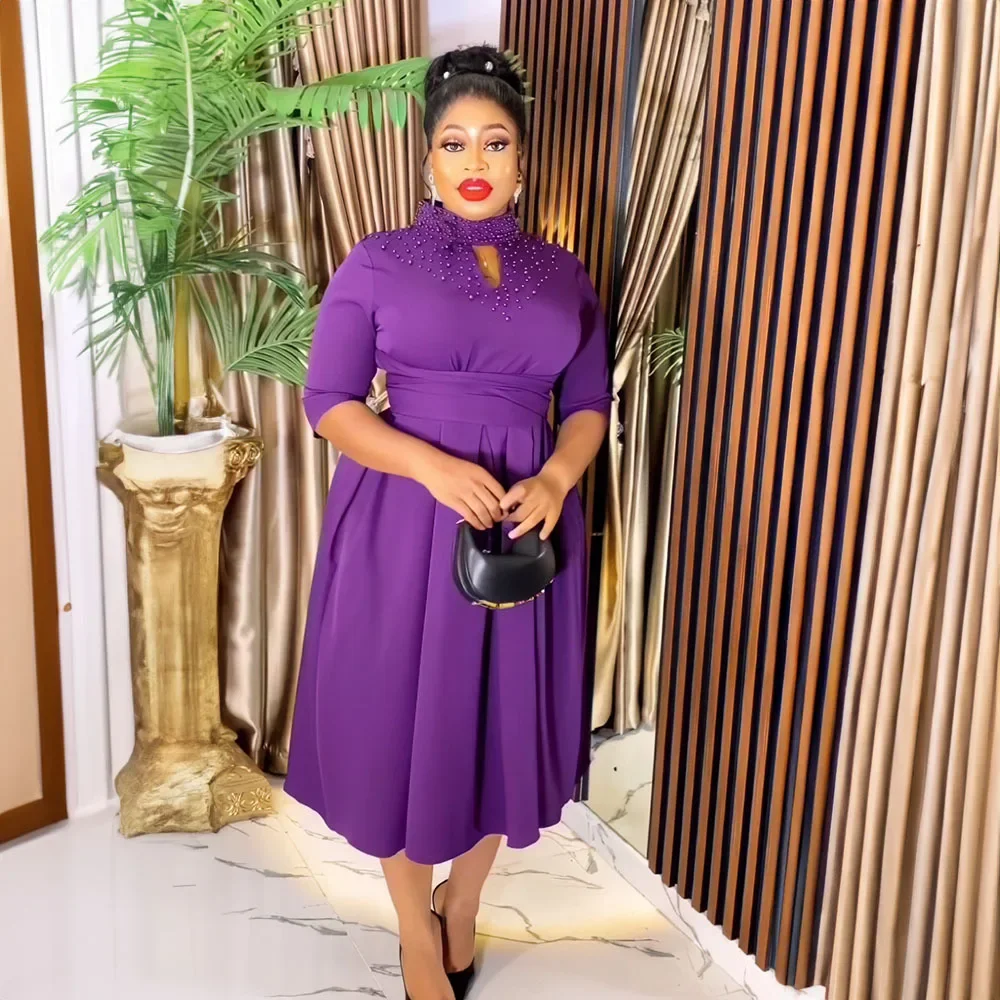 

Женские платья, модное новое длинное платье трапециевидной формы с высоким воротом и бисером, женское элегантное вечернее платье трапециевидной формы с талией, 2025 г.