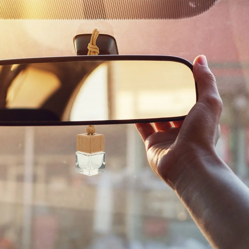 

6pcs Car Diffuser Hanging Bottles Clear Glass Empty Aromatherapy Pendants Refillable Oil Air Freshener Car Decoration