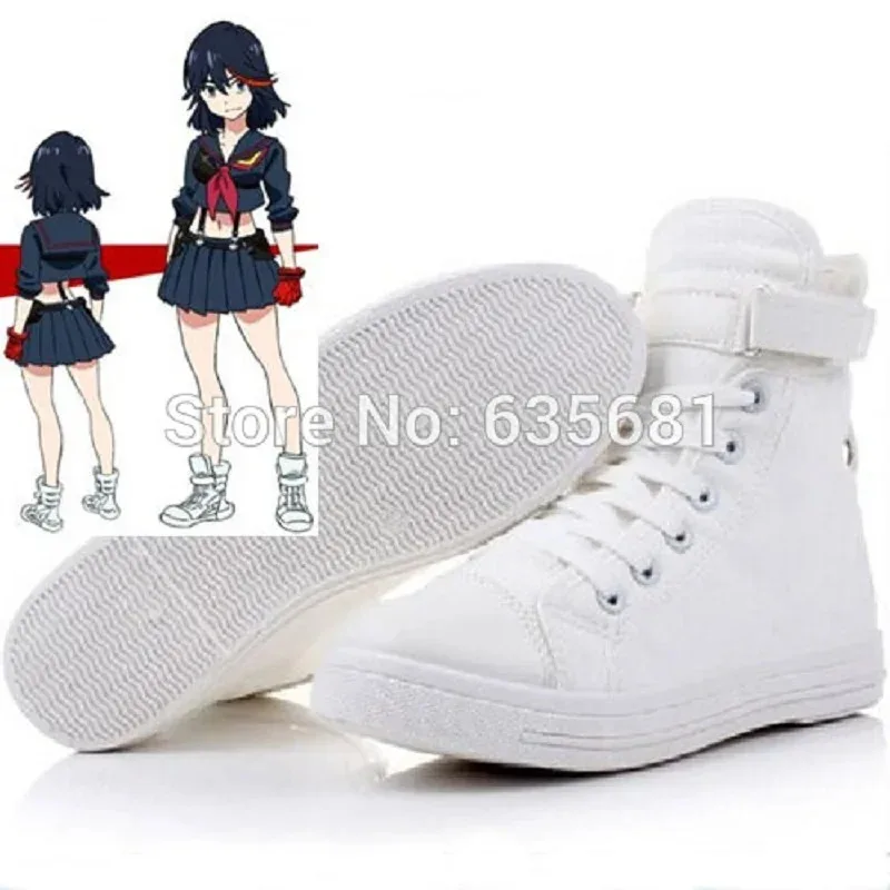 كوس تأثيري قتل لا قتل ريوكو ماتوي تأثيري أحذية أحذية فتاة اليومية Plimsolls قماش أحذية بيضاء 2016