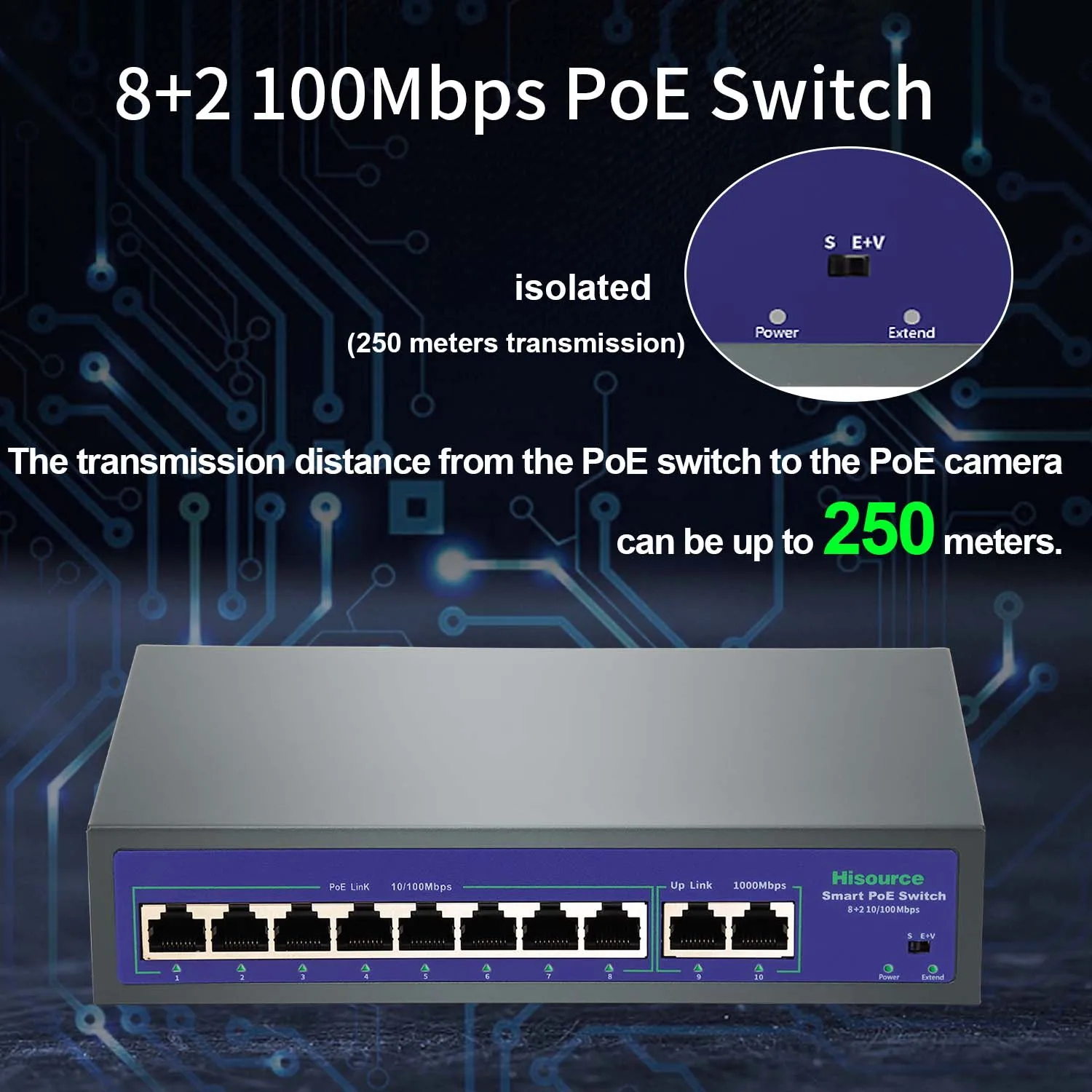 4 8 Port 10/100Mbps POE Switch 75W/120W Ethernet Switch IEEE 802.3af/at with VLAN for IP Camera/NVR