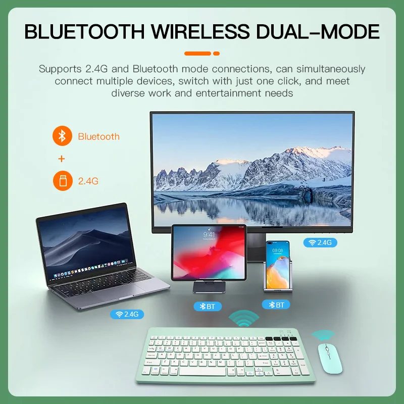 Wireless Keyboard and Mouse For iPad Xiaomi Samsung Huawei Phone Tablet Slim Mini Bluetooth Keyboard For Android IOS Windows