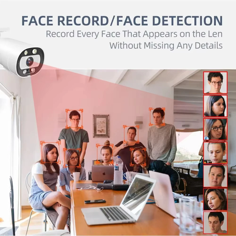 Techage 8CH 5MP PoE CCTV Camera Surveillance Security System 2-Way Audio Human Detect H.265 NVR Kit cámaras Outdoor XMEYE PRO