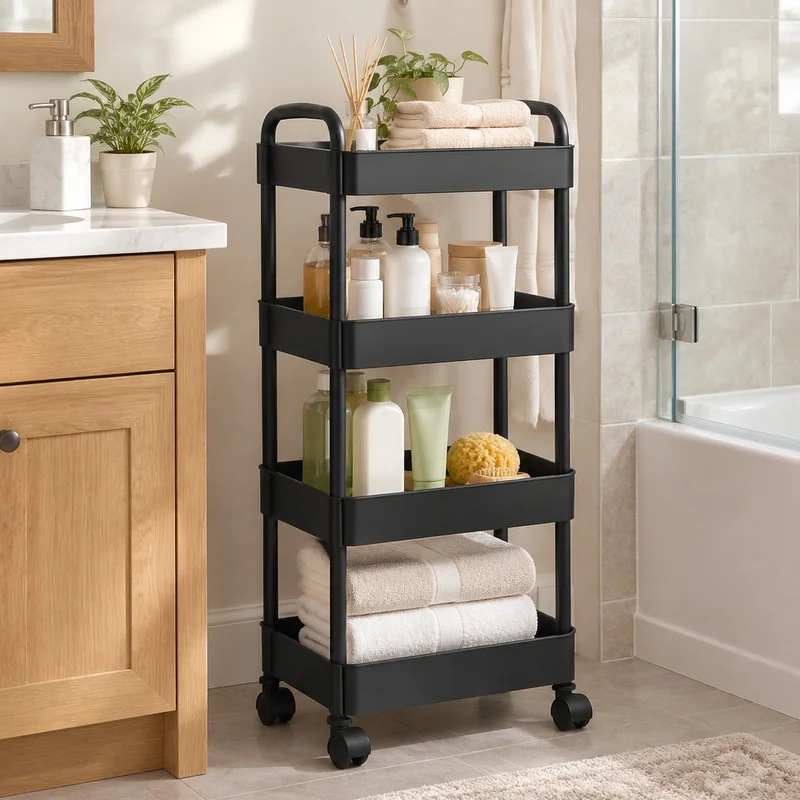 Multi-Purpose Storage Shelf Unit for Organizing Snacks, Books, and Household Items in Kitchen or Living Areas