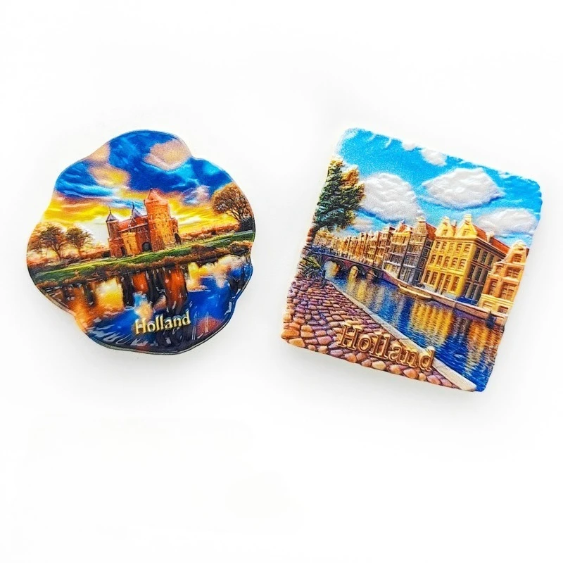 

Amsterdam Canal Castle Fridge Magnet - 3D Dutch Landscape Souvenir Medieval Architecture Decor Unique Europe Gift