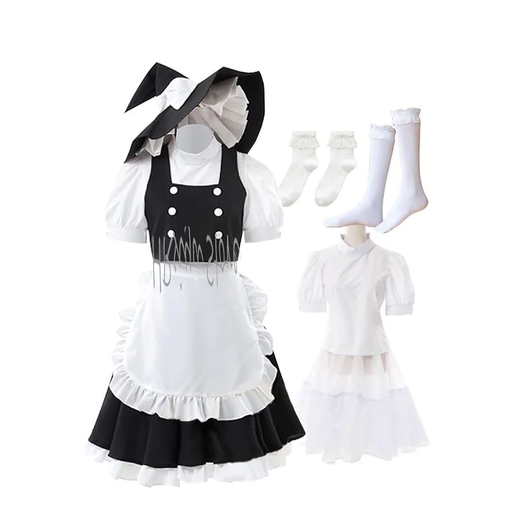 

Anime TouHou Cosplay Kirisame Marisa Maid Dress Costume Halloween Outfit customized
