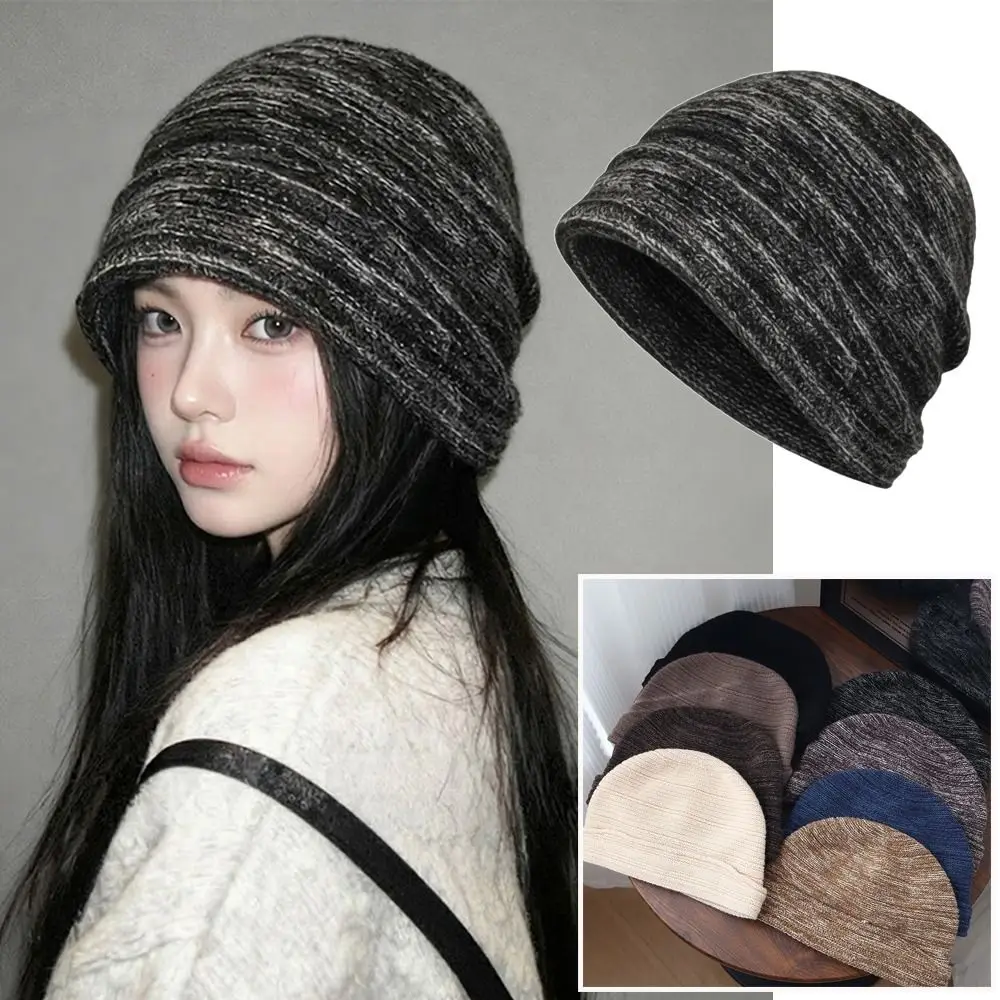 

High Quality Multicolor Knitting Beanie Windproof Cold Protection Earflap Hat Taking Photo Keep Warm Stacked Hat Woman