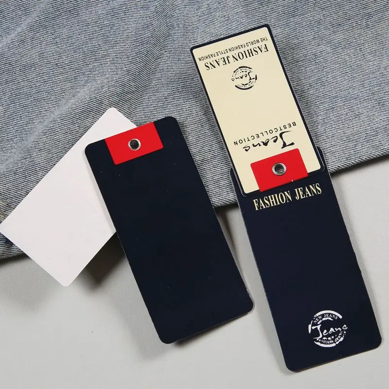 Jeans General Hangtag Custom Clothing Pants Hanging Tags Buckle Tags Customized Logo Paper Cardboard Cards Fashion Labels view 3