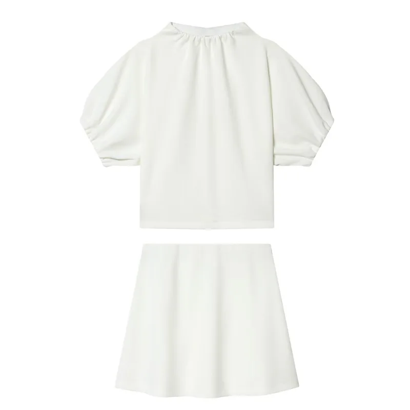 

Withered Ruffle Knitted Top Mini Skirt Setnew Two Piece Set Women's Suit Ropa Mujer