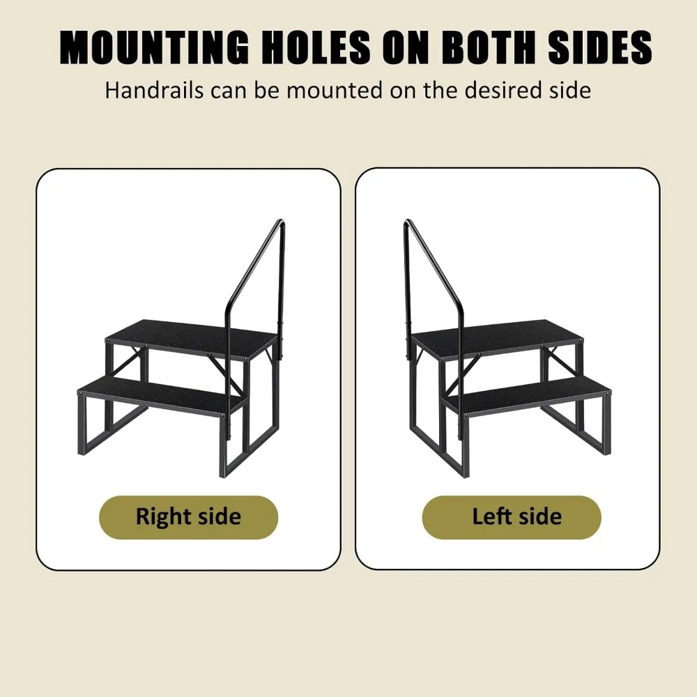 سلم حوض سباحة عالي التحمل فوق الأرض بسعة 660 رطل، ومقبض مقعد متدرج، وخطوات خارجية للمخيمات والمركبات الترفيهية، ومساعدات الوصول