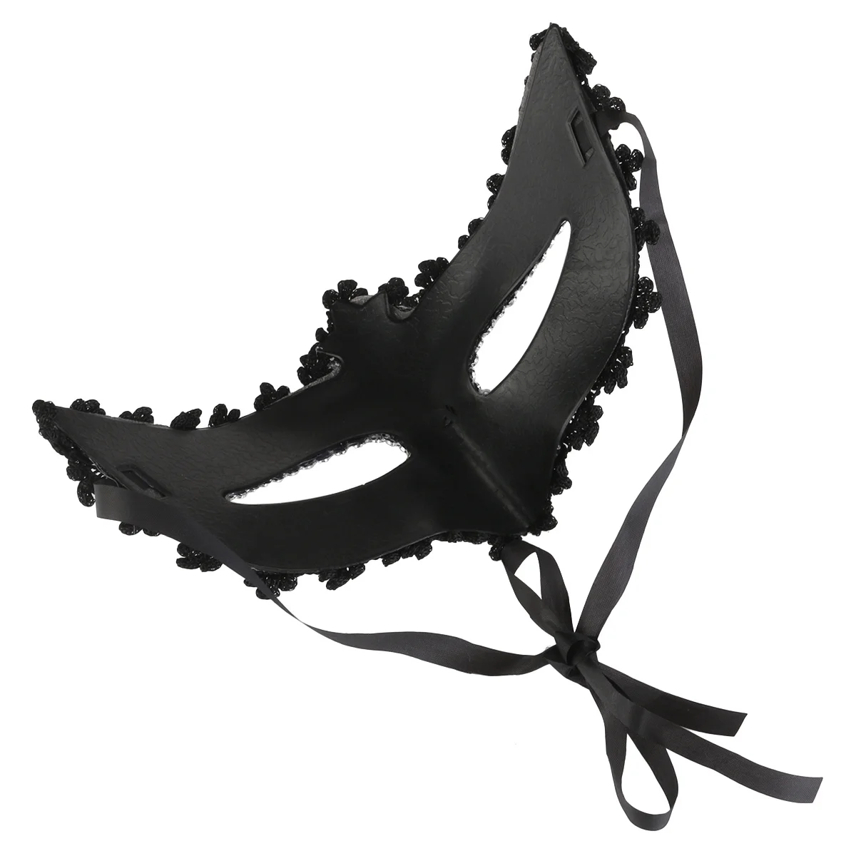 Maschera di Halloween Pizzo nero Strass Plastica durevole PU Cosplay Masquerade Costume Party Maschera veneziana Nera