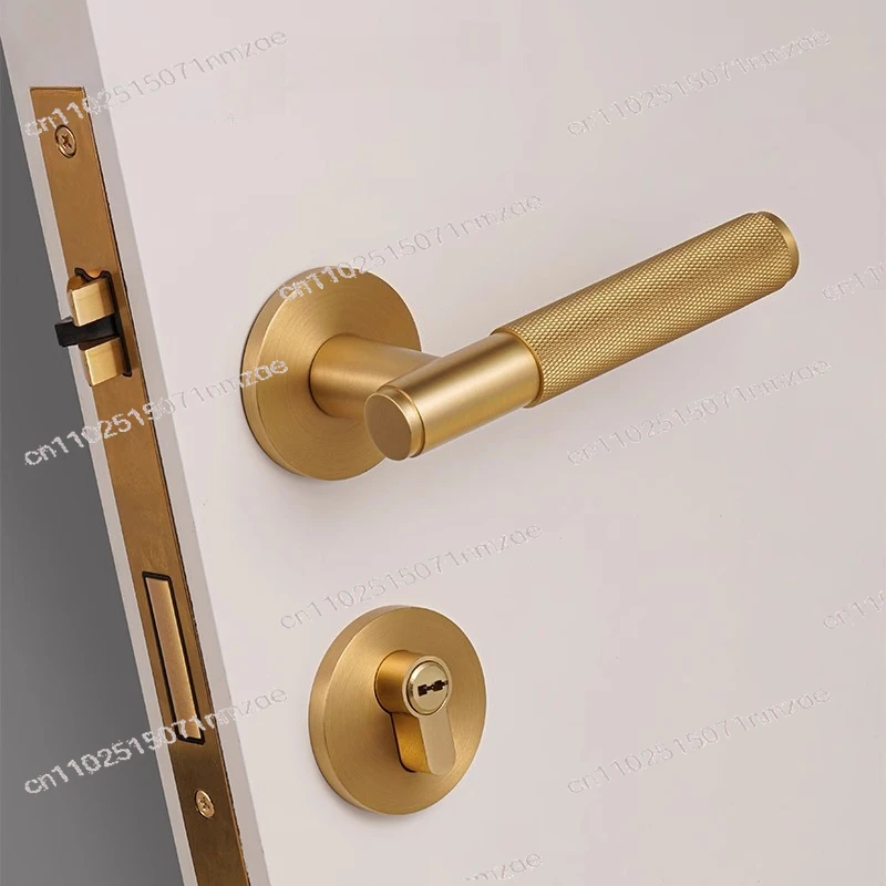 

Полностью медный бесшумный современный скандинавский золотой внутренний дверной замок для спальни в американском стиле — массив дерева, минималистский, британский дизайн