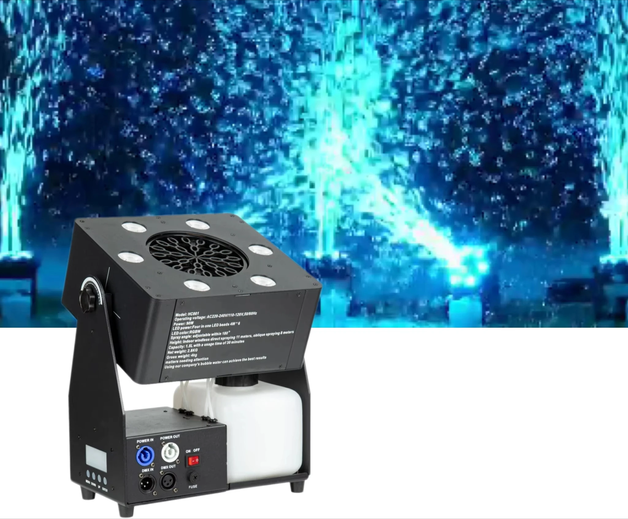 10M Super Bubble Machine Professional Stage Effect LED RGBW Remote Control Bubble Machine for Wedding Party