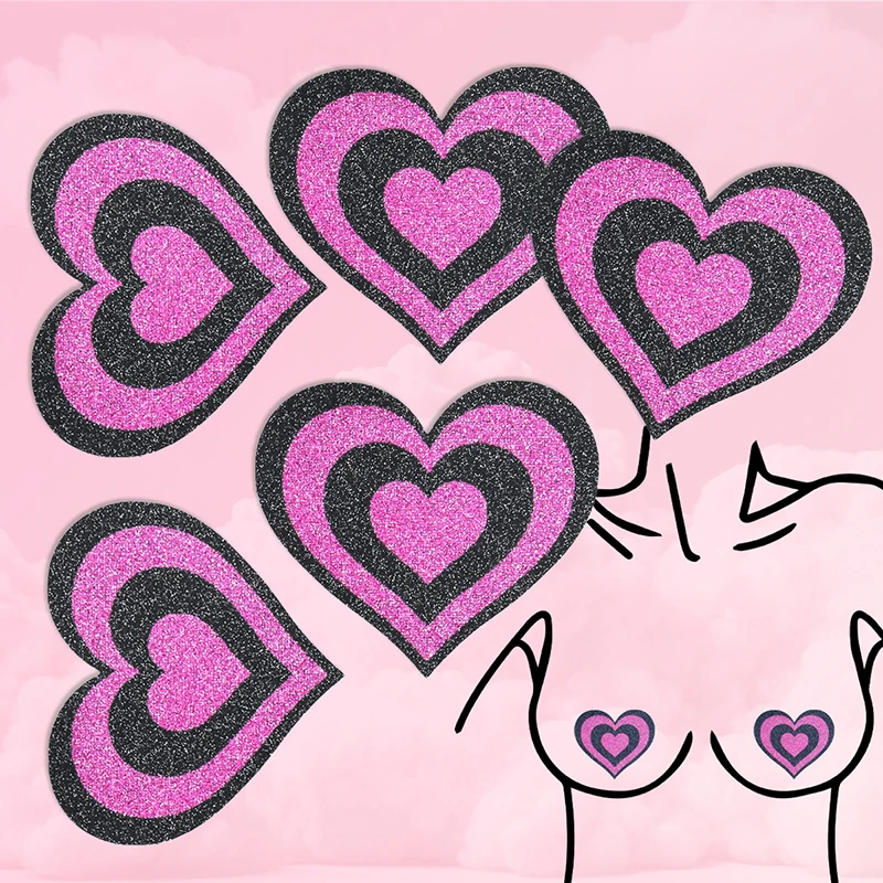 

Heart Shape Pink Gelite Print Disposable Nipple Cover Tape Overlays on Bra Nipple Pasties Stickers for Women Female Girls
