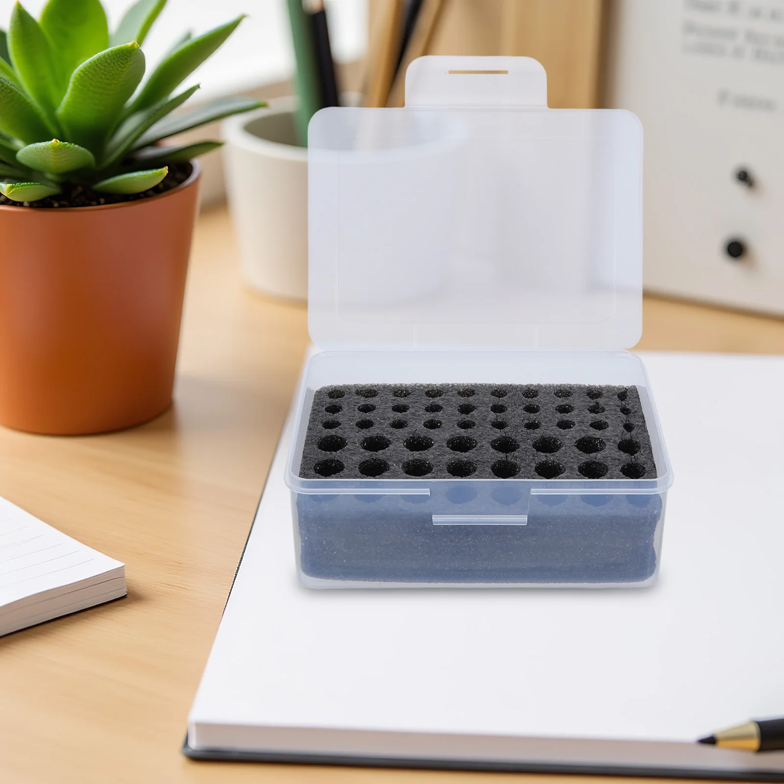 Multi Compartment Box for Aa Aaa - Clear Plastic Storage Organizer Holder Case Stackable Design for Home