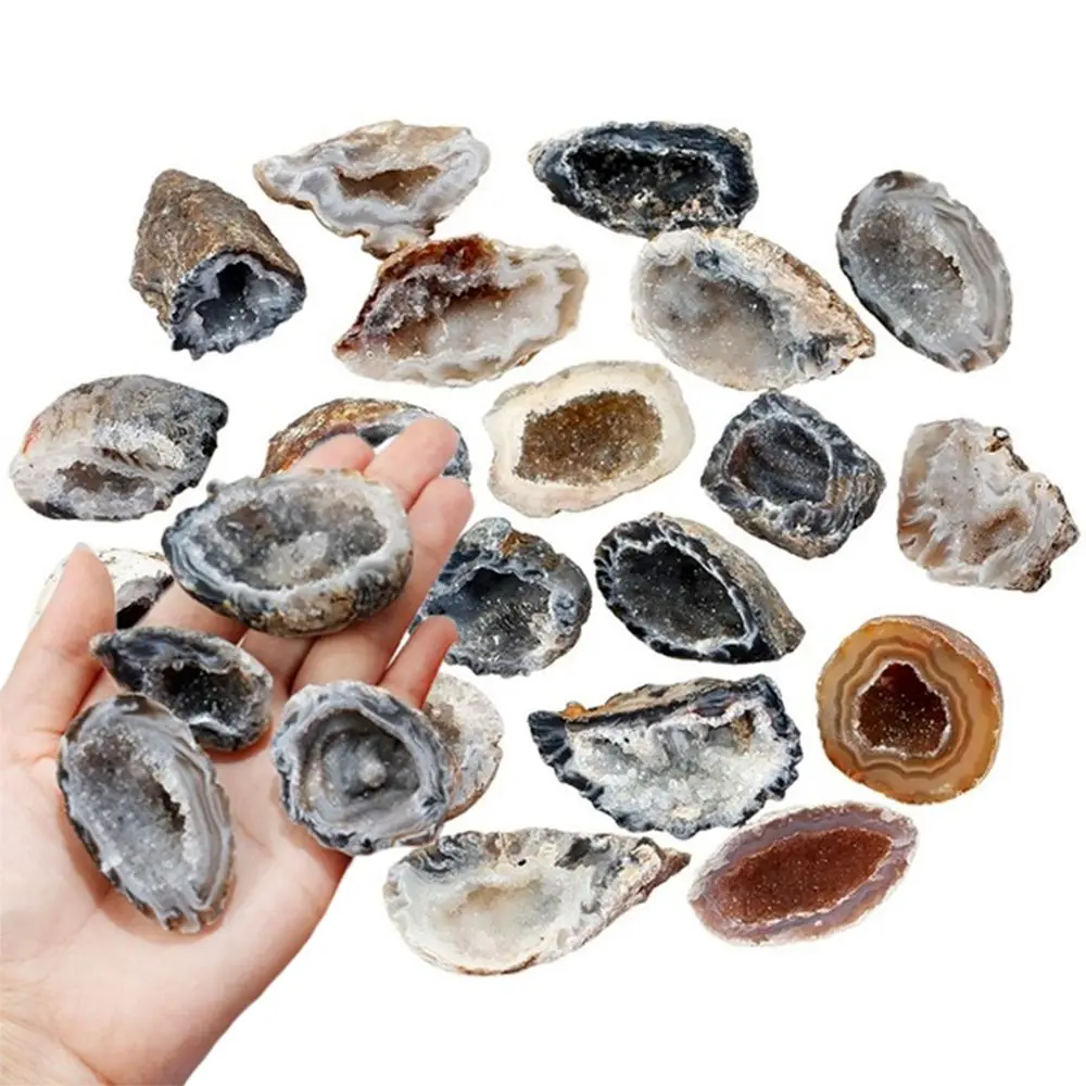 1 PC DIY Mineral Ore Raw Gemstone Collectible Specimen Crystal Cluster Healing Stones Natural Agate Geodes Drusy Quartz Slice