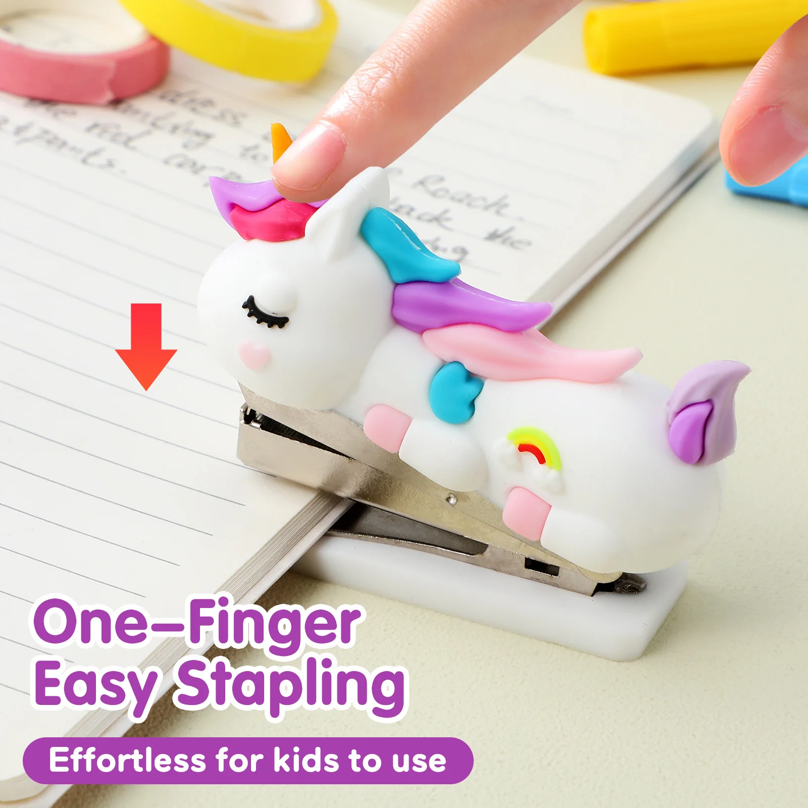 Mini Cute Portable Handheld Stapler For Office School Home Small Stapler Lightweight Compact Design Kids Teacher Stationery