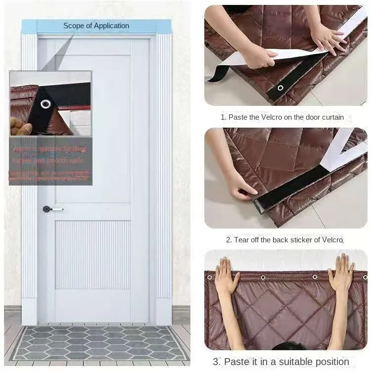Winter Door Curtain Without Punching, Thickened Insulation, Sound Insulation, Leather Cotton Door Curtain, Windproof Waterproof