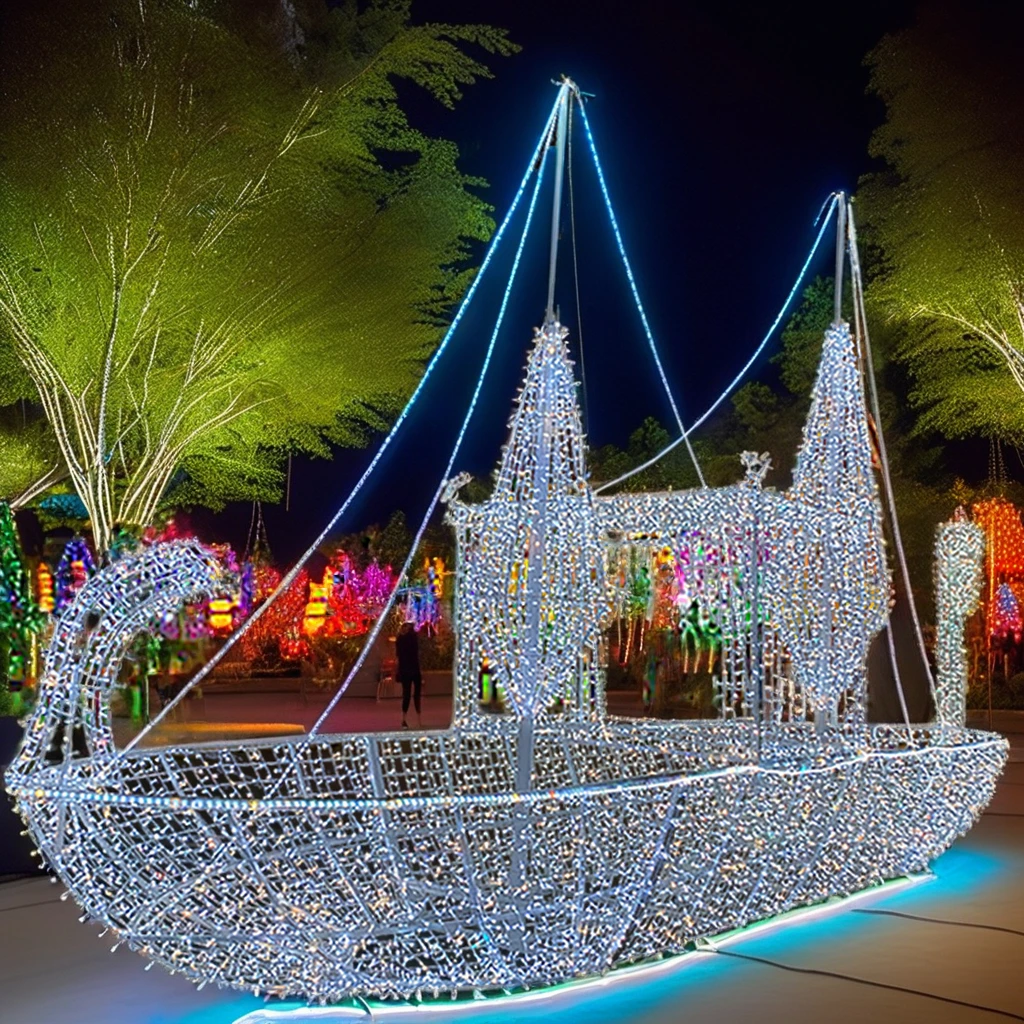 Customized Outdoor Christmas Decorative Lighting 3D Motif Shaped Marine Led Lights For Boats Landscape