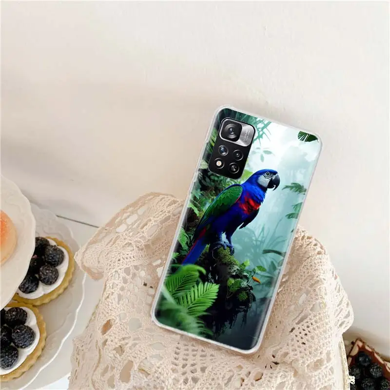 Parrot Bird Rainforest Phone Case For Xiaomi Poco X3 GT X4 NFC M4 M5 M5S X6 X5 Pro 5G M3 Mi F6 F5 F4 F3 F2 F1 M2 Capa Coque