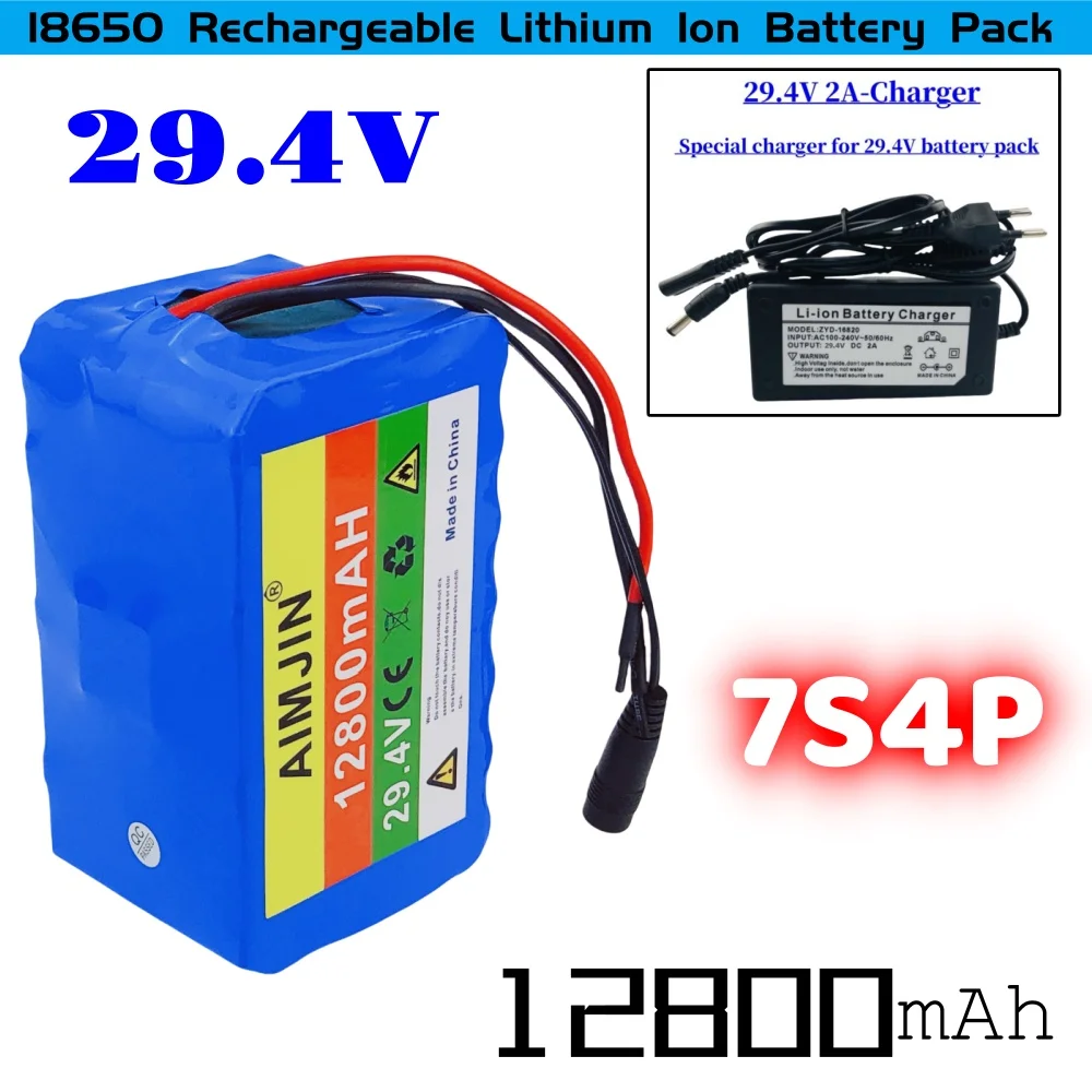 

AIMJIN 29,4 В 7S4P 12800 мАч литий-ионный аккумулятор 18650 24 В + зарядное устройство 29,4 В
