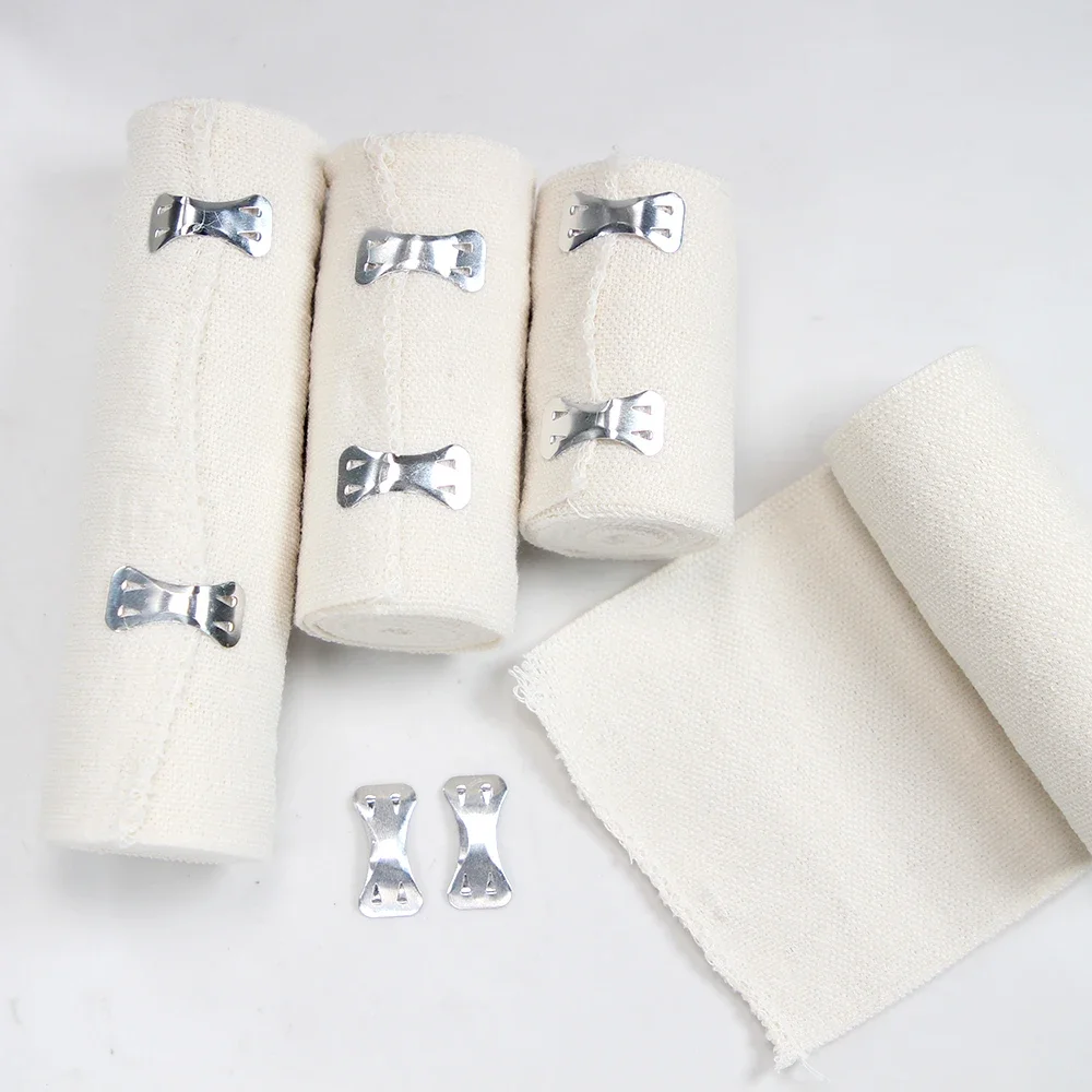 1 Rolle elastische Kompressionsbandage mit Haken, sportliches Sport-Stützband für Knöchel, Handgelenk, Arm, Beinverstauchungen, Erste-Hilfe-Messung – Detail 7
