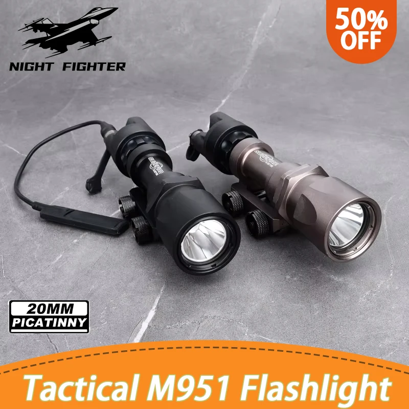 

M951 Surefir LED White Flashlight M600 M300 Metal Scout Light With Dual Tail Tactical Airsoft Rifle Lanterna Hunting 20mm Rail