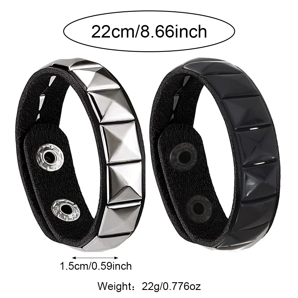2 Pieces/Set Of Rivet Rock Bracelets, Couple Bracelets, Halloween Carnival Classic Square Costume Dress Up Accessories