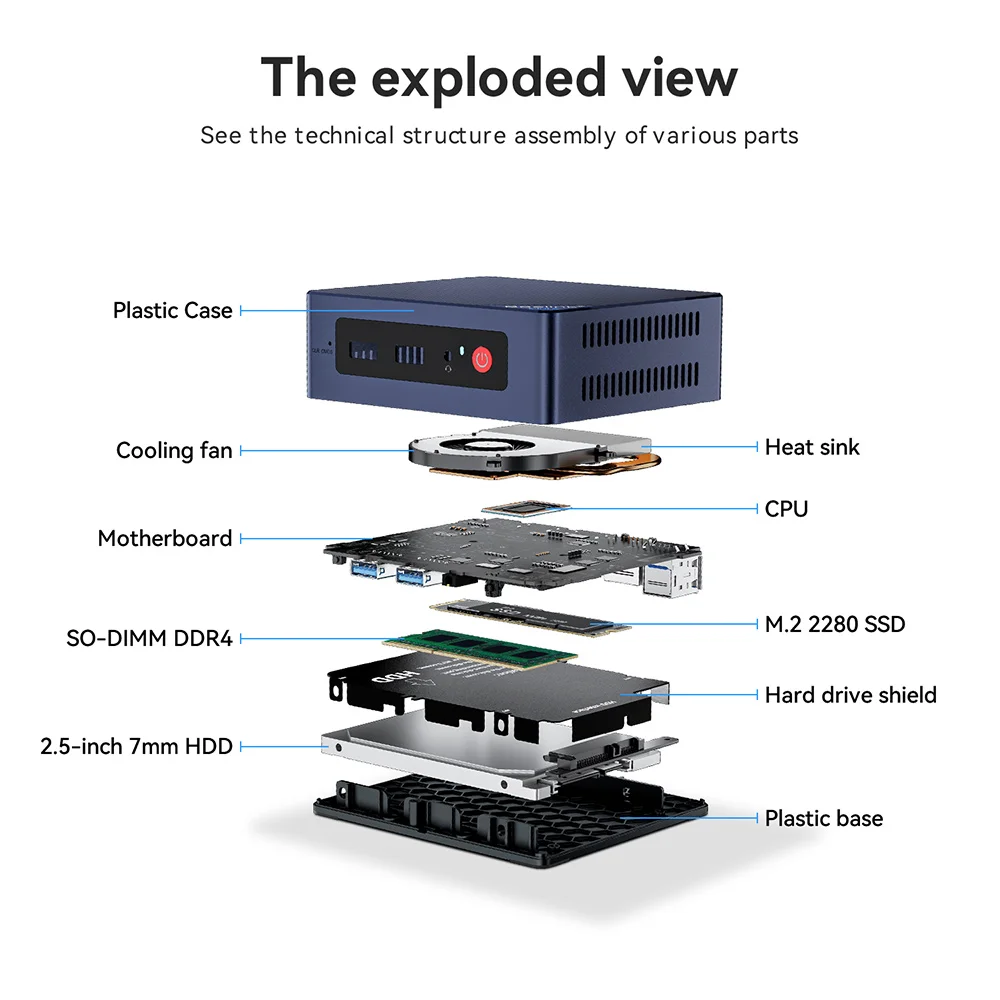 Beelink Min S12 Pro N100 Gamer Mini PC Intel 12th 16GB 512GB SSD 2.4G&5G Dual Wifi 1000M BT5.2 NVME Deskt