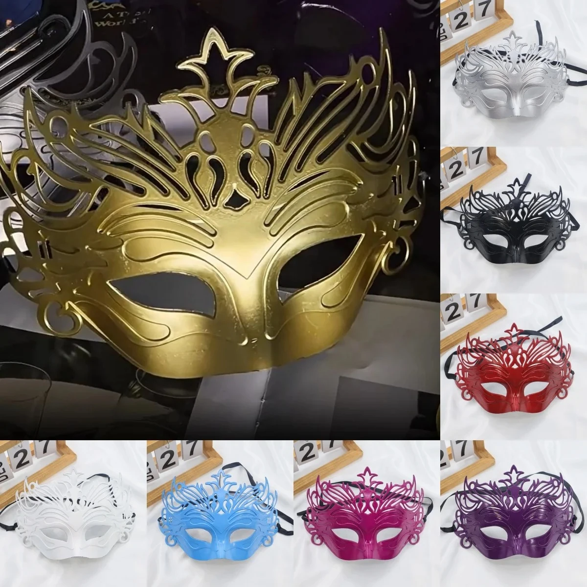 

High Quality Crown Masquerade Mask Carnival Halloween Half Face Cosplay Masks Festive Party Eye Mask Costume Decoration Props