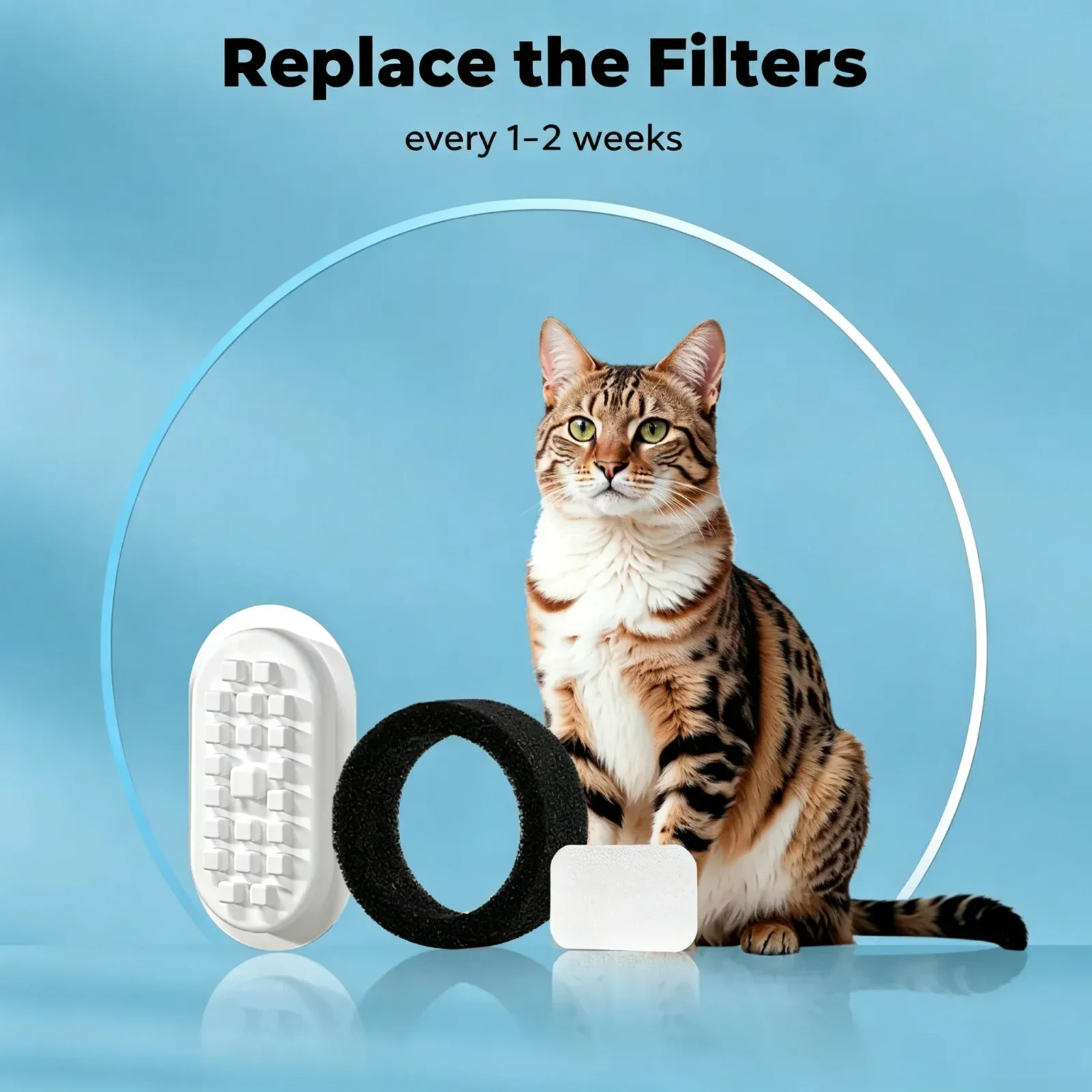Ersatzfilter für Haustierbrunnen, passend für Katzen- und Hunde-Wasserspender, 8er-Set, Aktivkohle-Schwamm, Brunnenfilter-Zubehör. – Detail 9