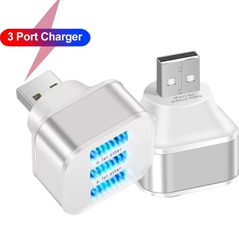 Quick Charger For Phone Tablet Laptop 3 Port USB Slots Adaptor Extender USB 2.0 For Phone Tablet Laptops Car Electronics USB Hub