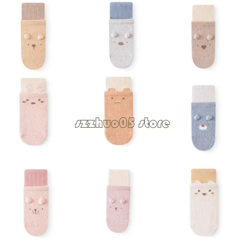 

M3GE Cartoon Bear Floor Socks Prewalker Socks Toddler Winter Socks 0-5Y Accessories
