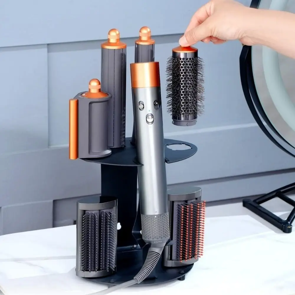 

No Drill Curling Iron Storage Holder Non-slip Space Saving Curling Iron Stand Wall Mounted/Desktop Hair Dryer Stand for Home