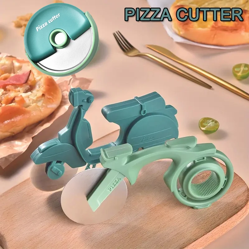 1/3PcsMotorcycle Pizza Wheel Cutter, Creative Bicycle Plastic Pizza Knife,Kitchen Gadgets Perfect For Slicing And Serving Pizza