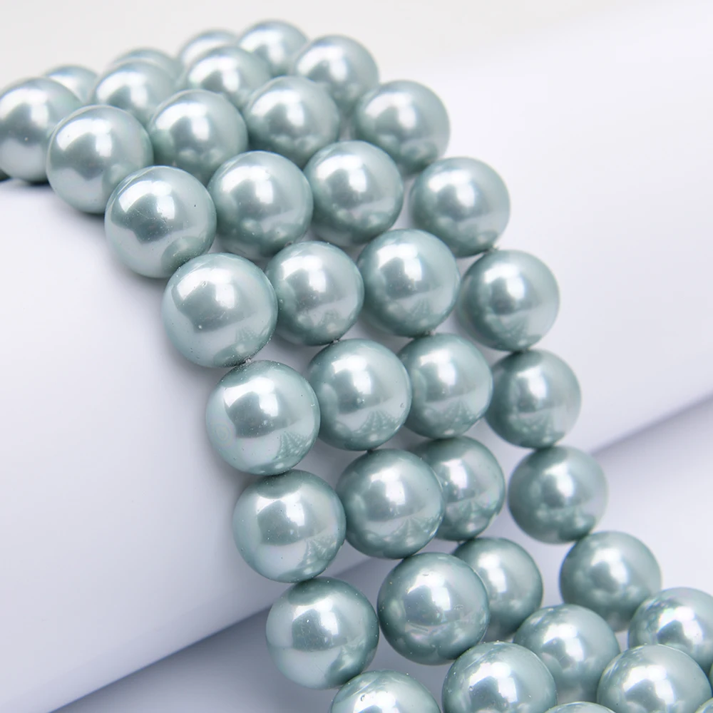 

APDGG Large Size 20mm Blue Gray Sea Shell Round Loose Beads 15.5'' Strand Jewelry Making DIY