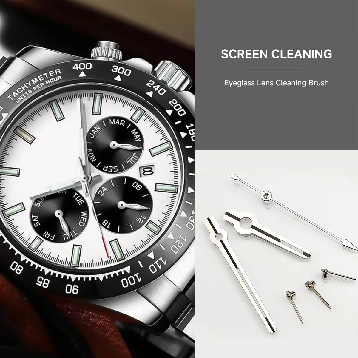 Watch Hands Green Luminous for VK63 Modified Watch Hand Multifunctional Timing Running Seconds for Movement Accessories