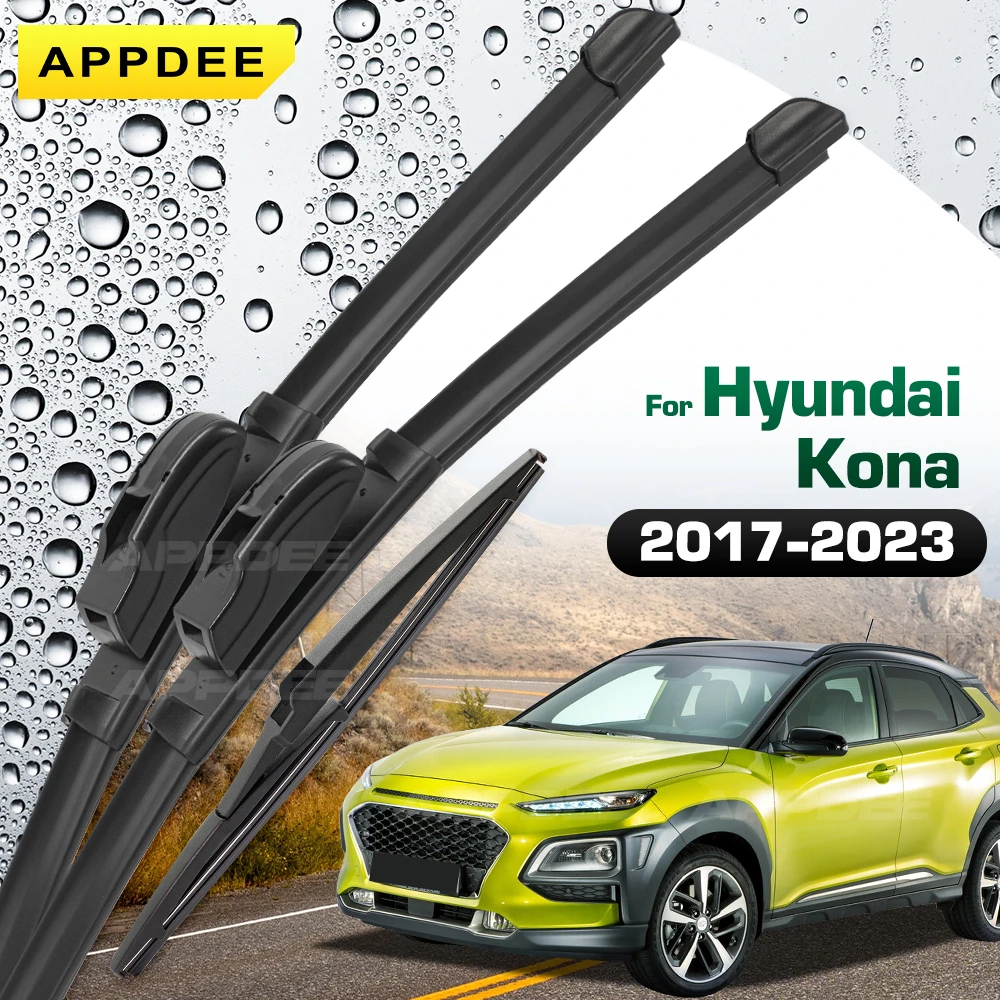 Silikon- und Gummi-Scheibenwischerblätter-Set für Hyundai Kona 2017 - 2023 Windschutzscheibe Fensterbürsten