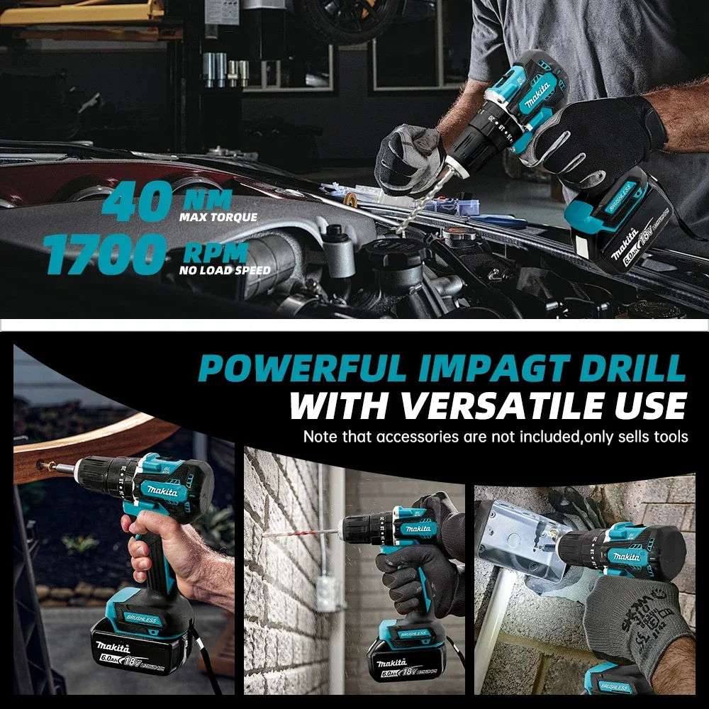 Makita DDF487 18V perceuse électrique sans fil sans brosse tournevis à percussion outil électrique Rechargeable sans batterie