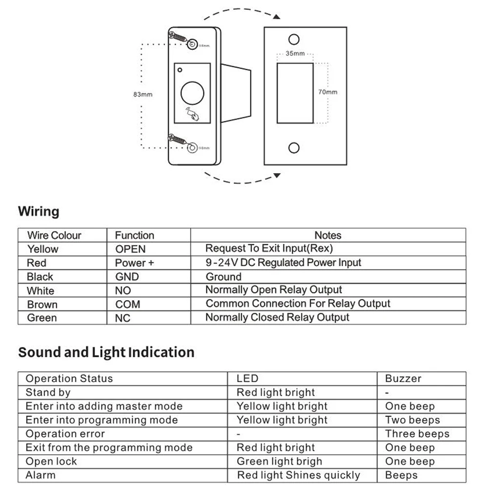 Mini Metal Embedded Access Control 125KHz RFID Keyfob Reader Fingerprint Recognition Door Lock Electric Door Opener Waterproof