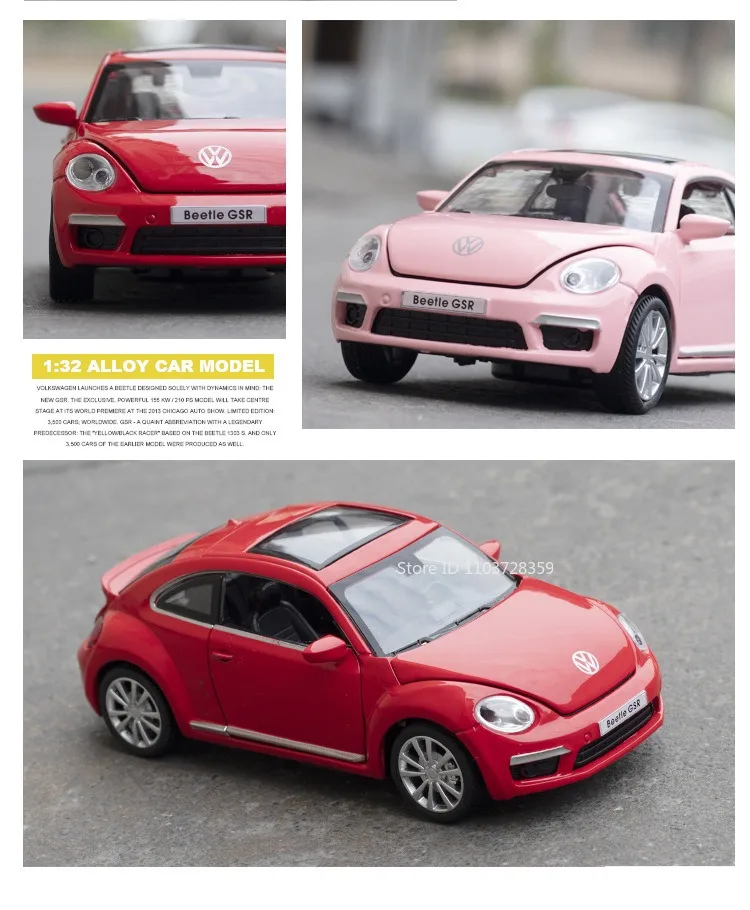 1:32 Käfer GSR CC Modell Spielzeugautos Legierung Druckguss Miniaturfahrzeuge Sound Licht Türen geöffnet zurückziehen Ornament für Kindergeschenke – Detail 7