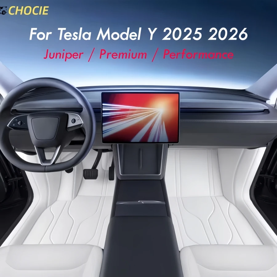 

Fully Sorrounded PU Leather Floor Mats for Tesla Model Y Premium Performance 2025 2026 Double Layer Car Floor Liners With Carpet